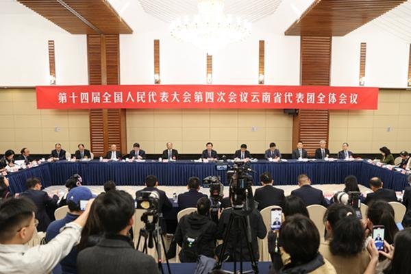 云南省代表团举行集中审议并向媒体开放 审查计划报告和预算报告 王宁王予波等答记者问